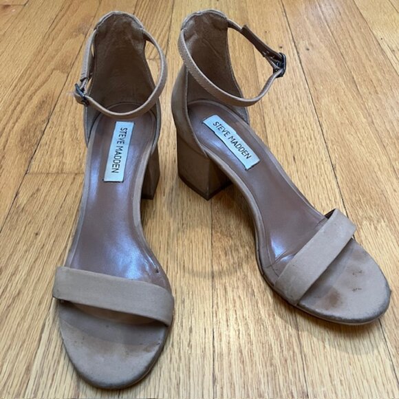 Steve Madden Irenee Block Heel nubuck Sandal in Tan size 6 - Picture 4 of 10